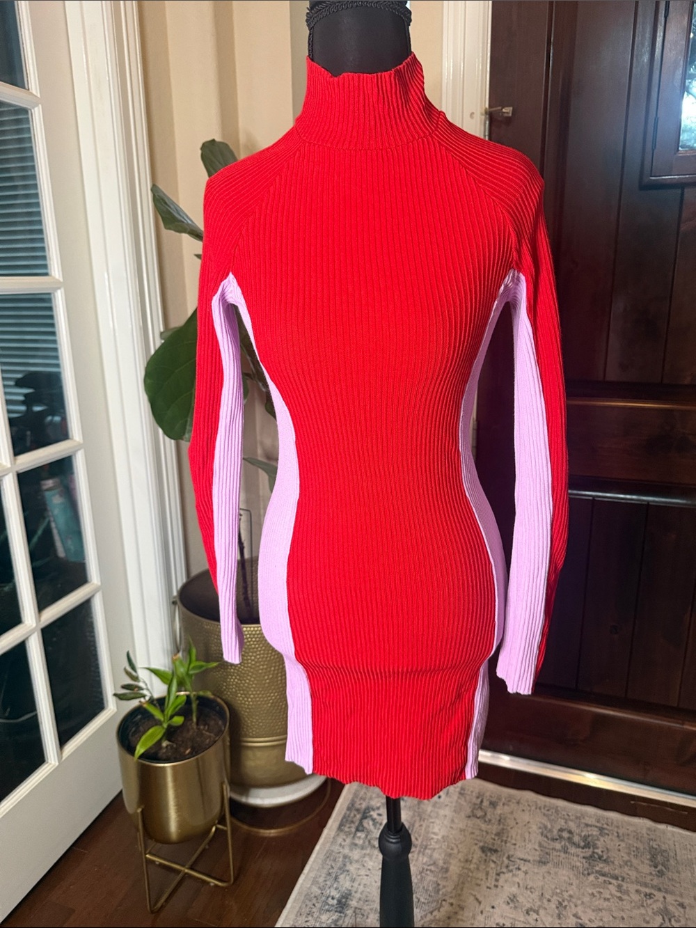 Urban Outfitters Luna Colorblock Turtleneck Mini Dress Size S